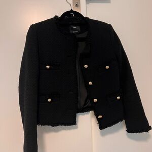 Mango Black Tweed Cropped Jacket